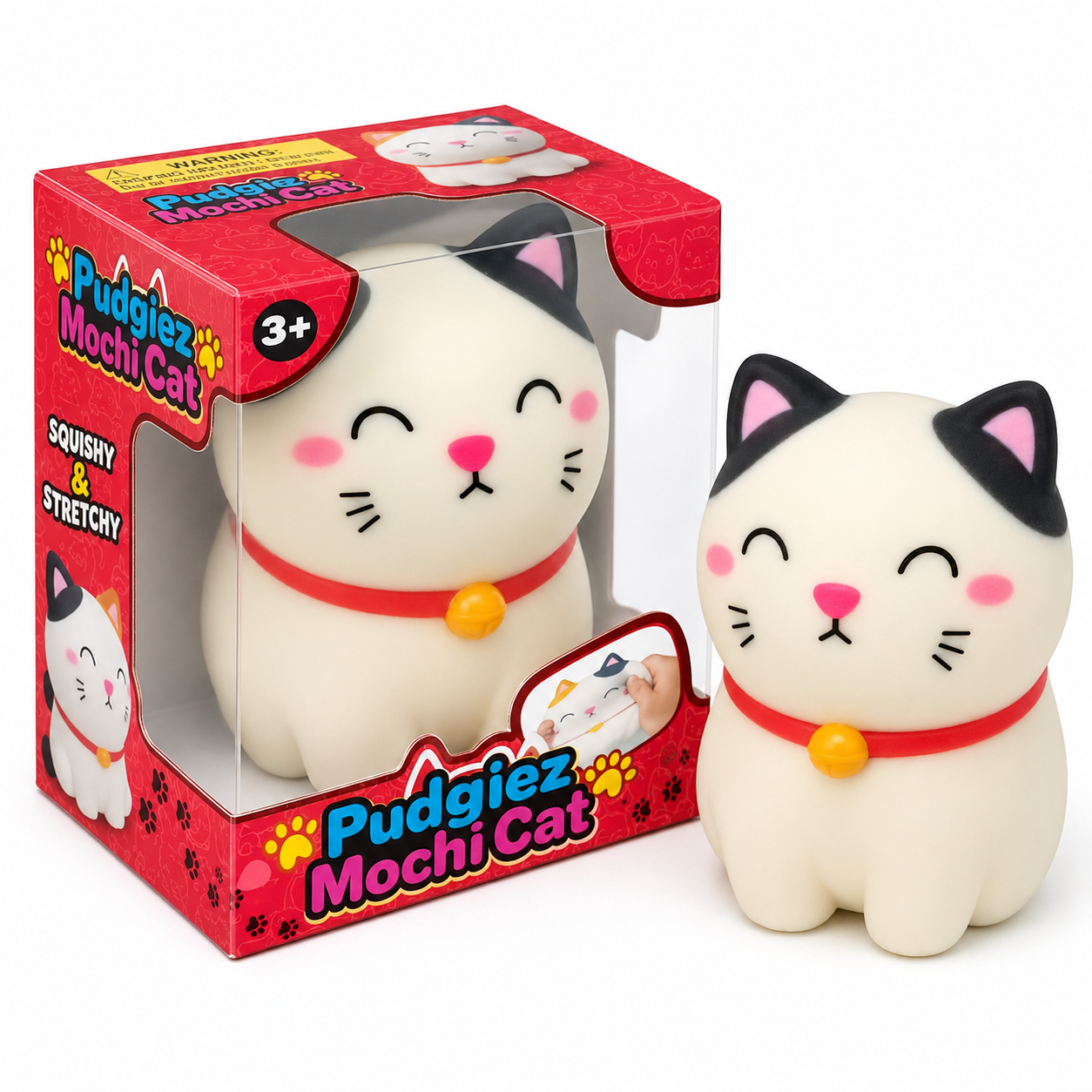 Pudgiez Mochi Cat squishy kawaii cat toy with packaging front view