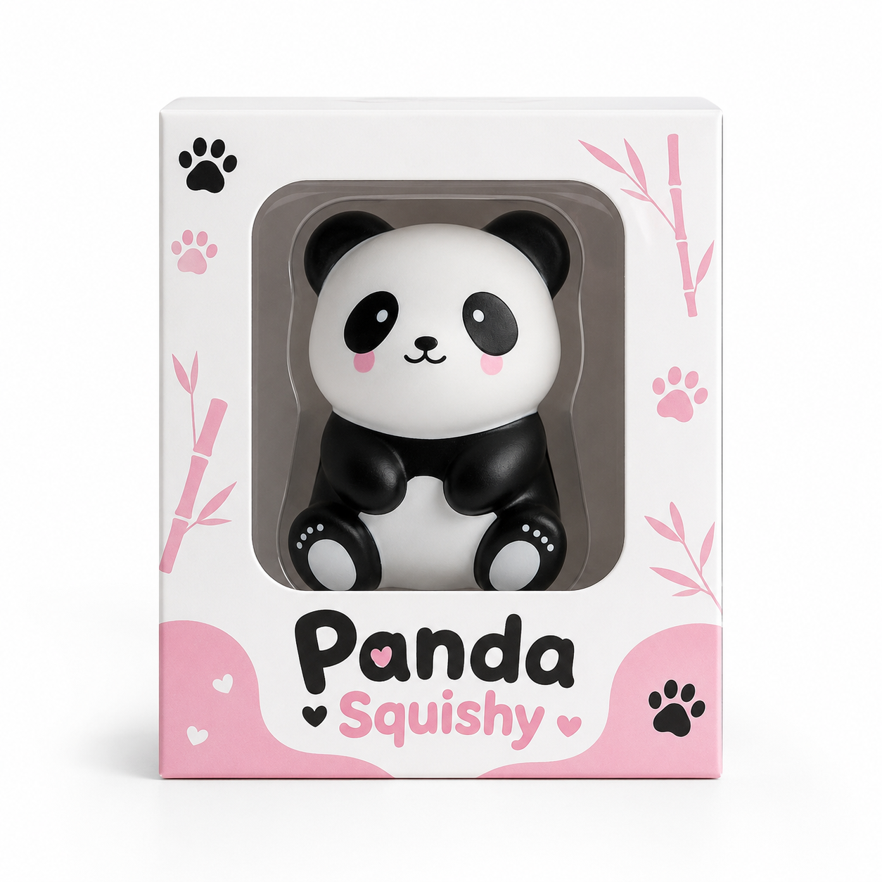 Panda Squishy packaging box front view with window