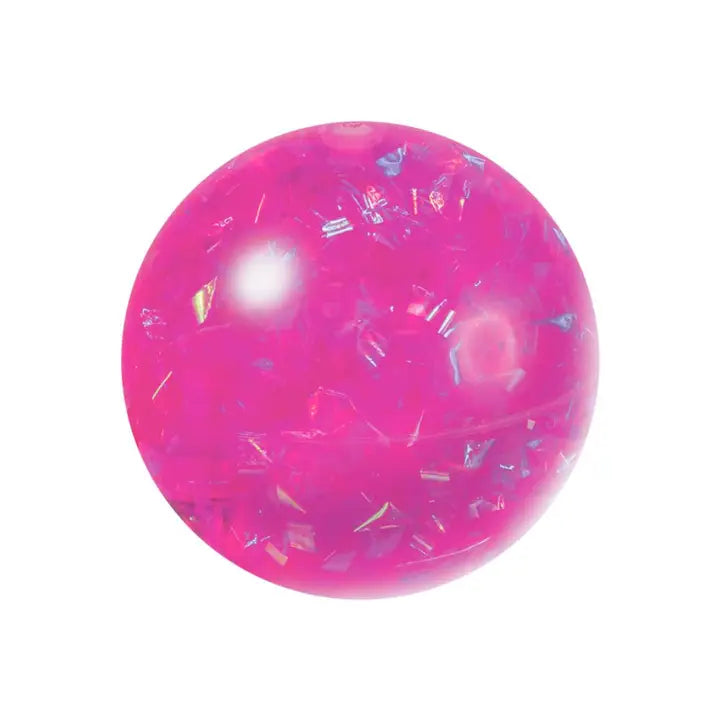 Sparkle Ball hot pink iridescent glitter ball close up plain white background
