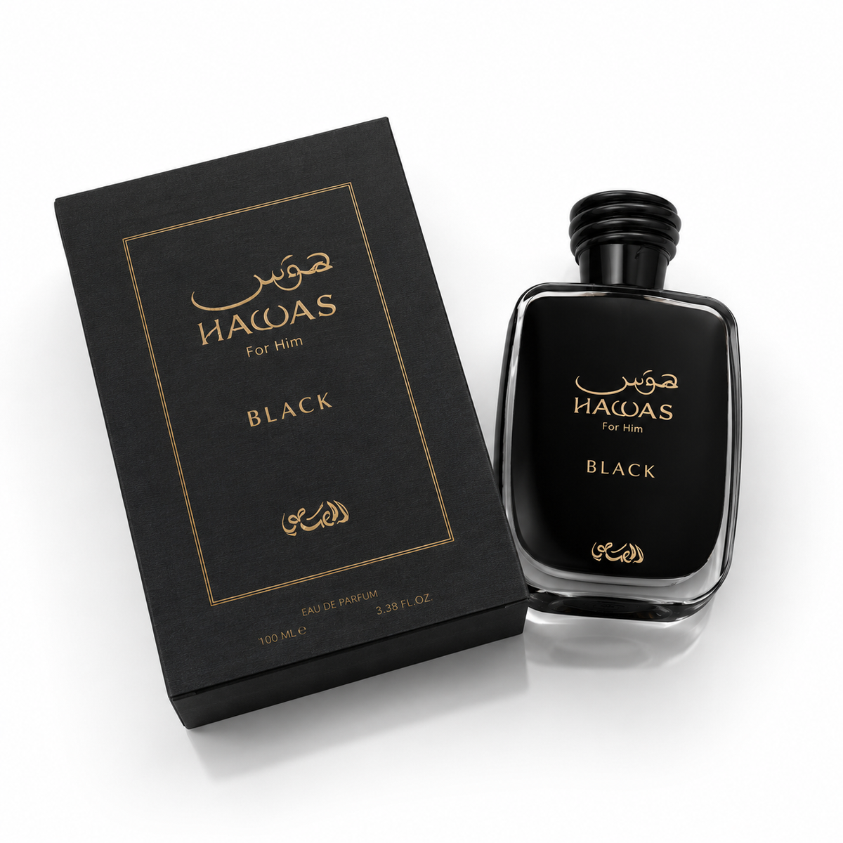 Rasasi Hawas Black for Him Eau de Parfum 100ml (3.38 fl oz) | Long-Lasting Woody Aromatic Men's Fragrance