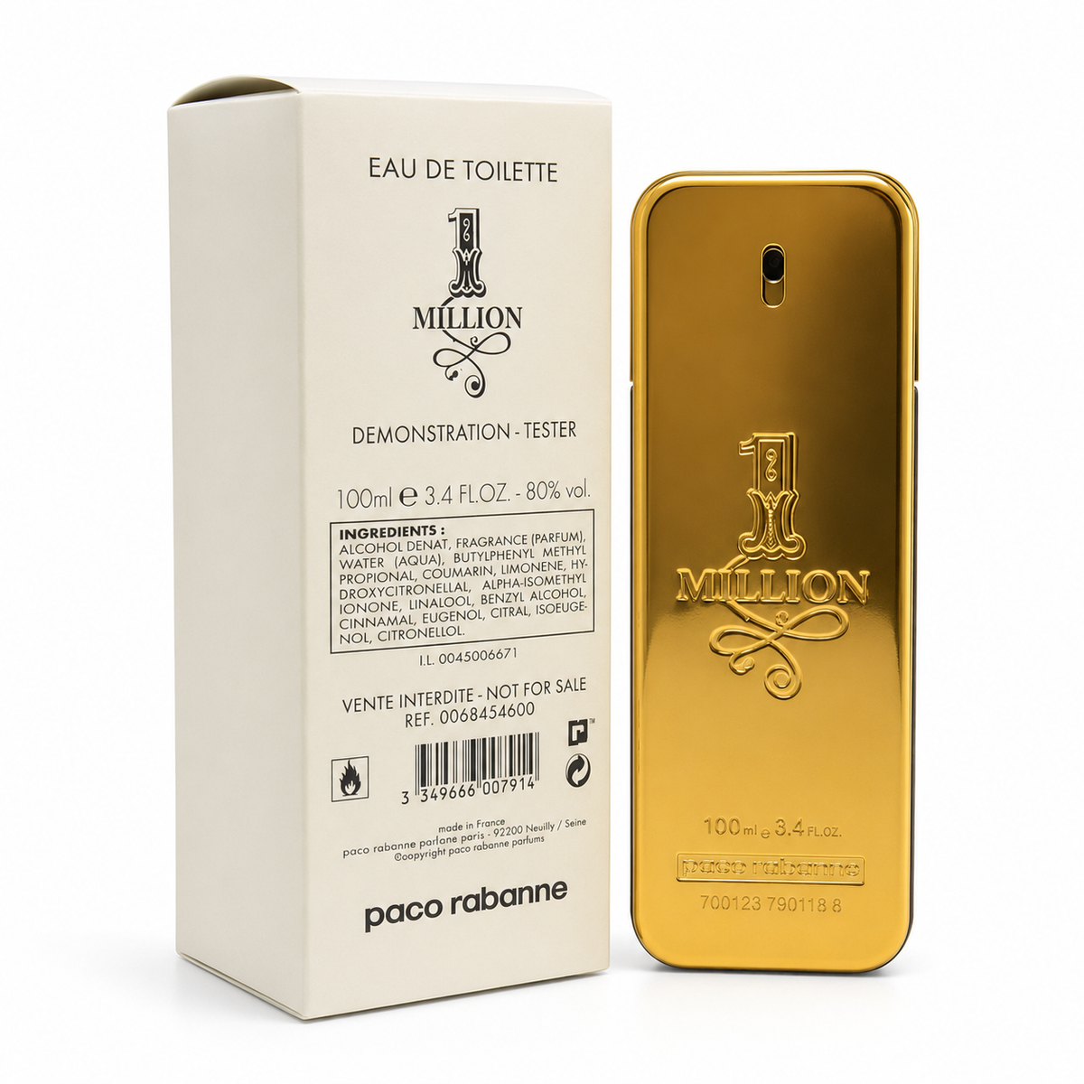 Paco Rabanne 1 Million Eau de Toilette Tester for Men 100ml (3.4 fl oz) Luxury Fragrance Spray