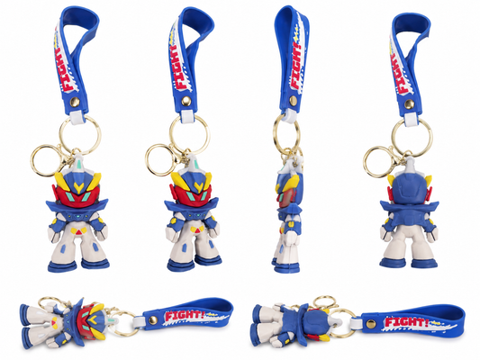 Cute Robot Wristlet Keychain with Silicone Strap – Anime Mecha Key Ring Charm