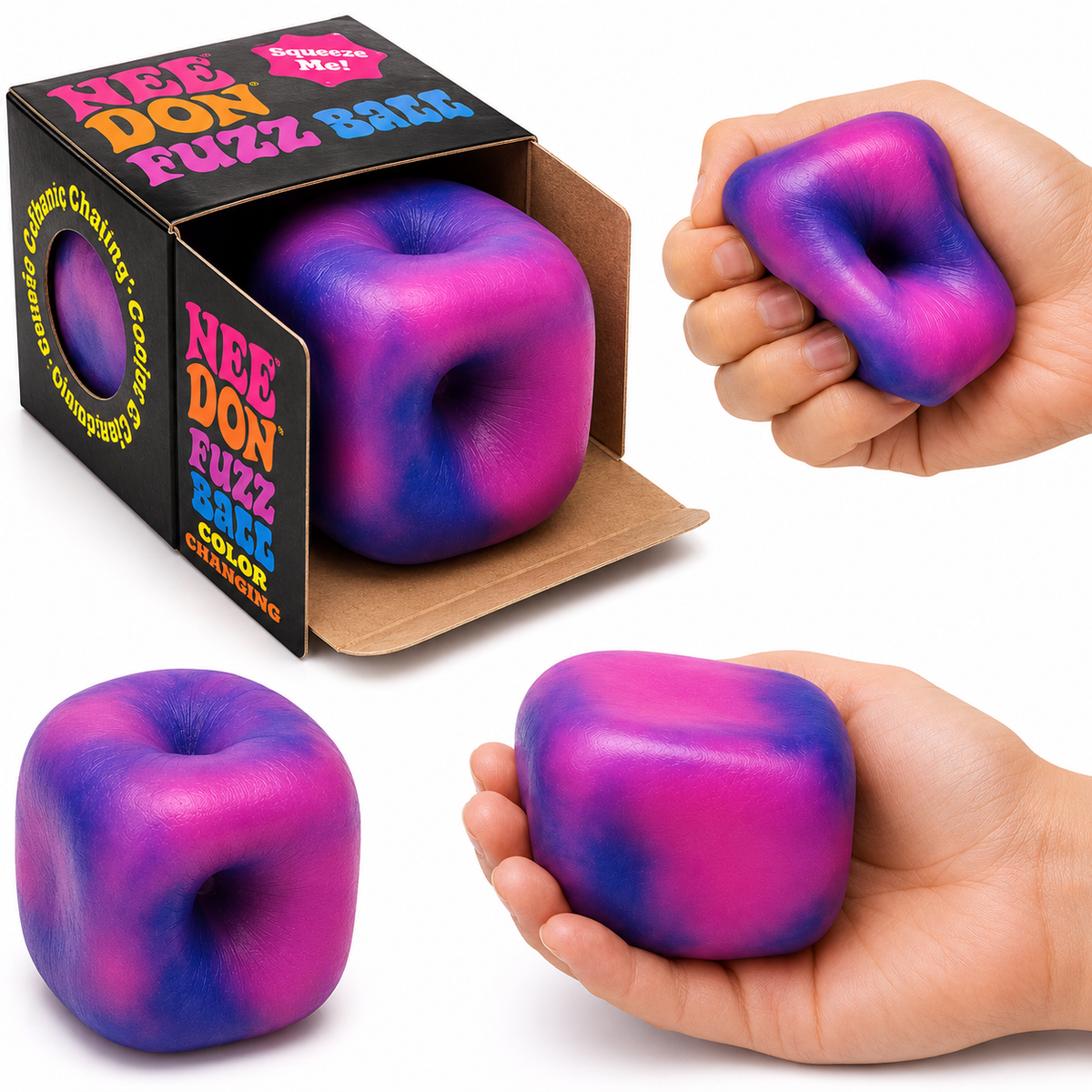 NeeDoh Color Change Cube Doh Filled Squishy Stress Toy – Soft Sensory Fidget Squeeze Toy