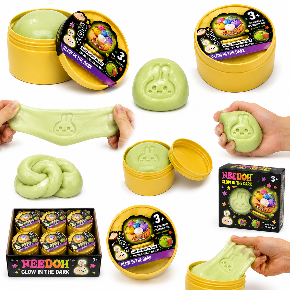 Glow in the Dark Mochi Squishy Toys Mini Kawaii Animal Sensory Fidget Set Stress Relief Ages 3+