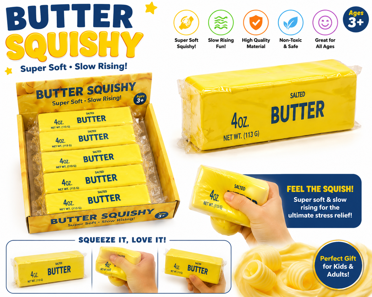 Butter Squishy Slow Rising Soft Foam Stress Toy Butter Stick Fidget Sensory Squeeze Toy Ages 3+