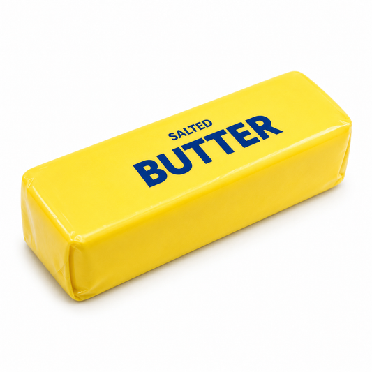 Butter Squishy salted butter stick toy angle view