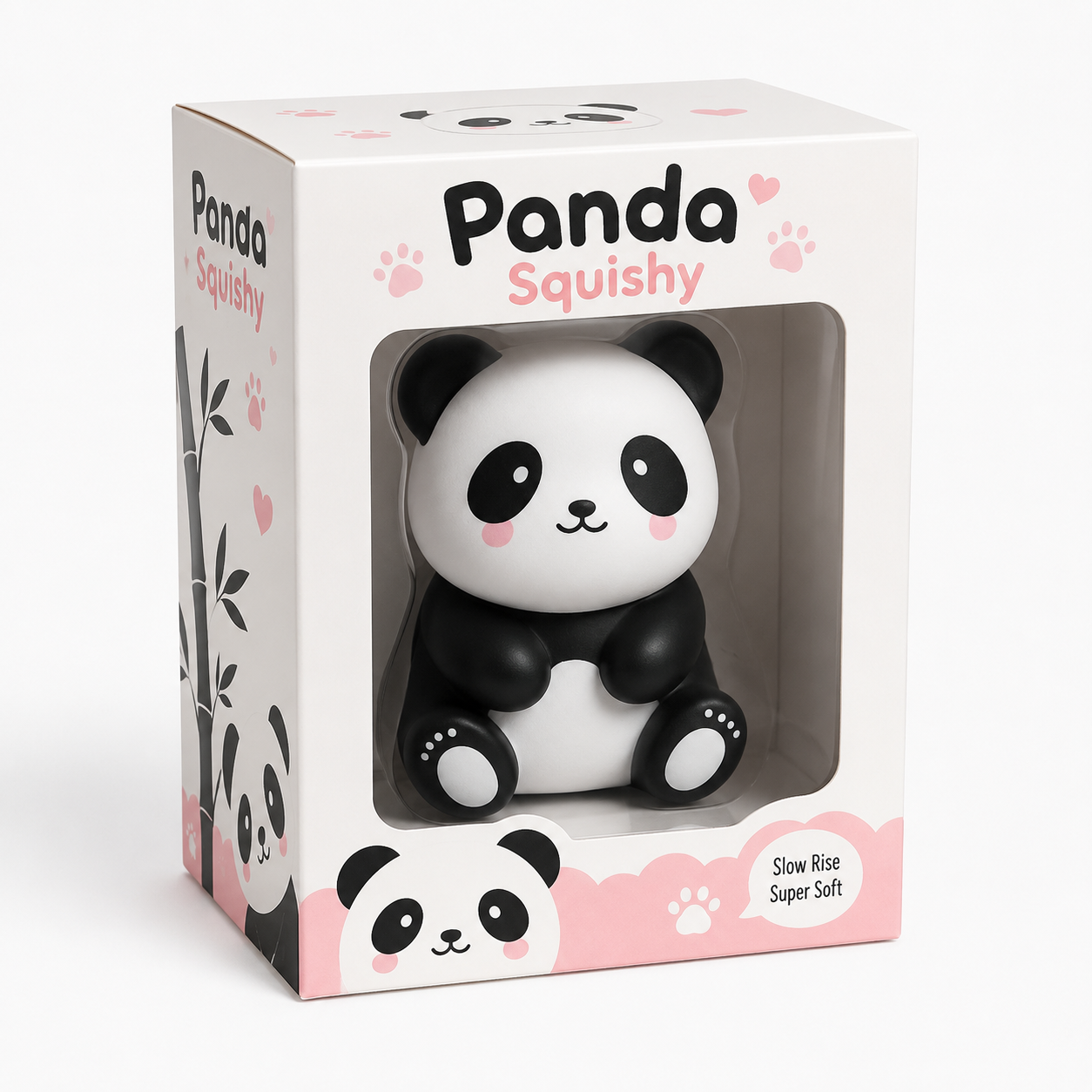 Panda Squishy packaging box angle view slow rise super soft