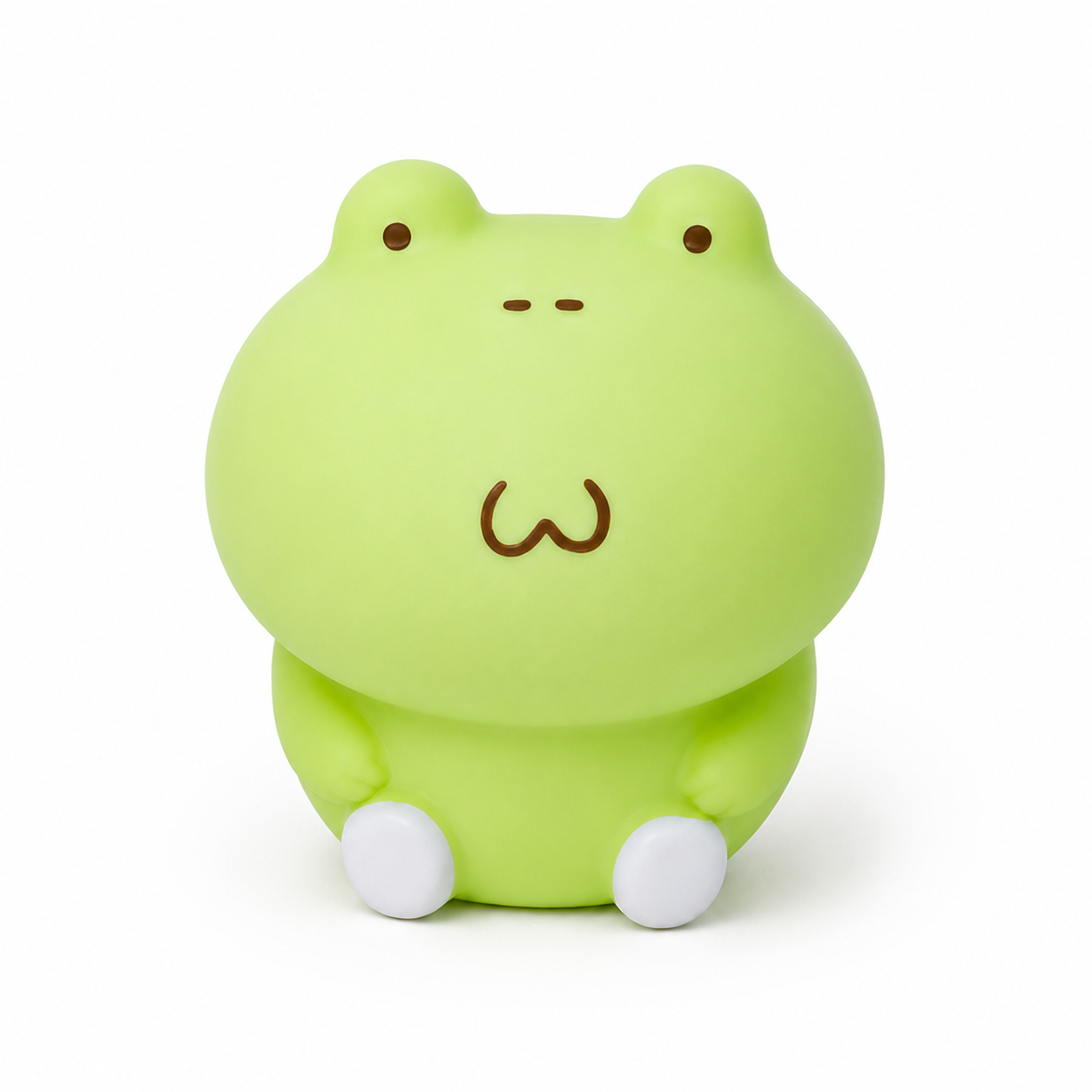 Frog Squishy kawaii green frog toy close up front view