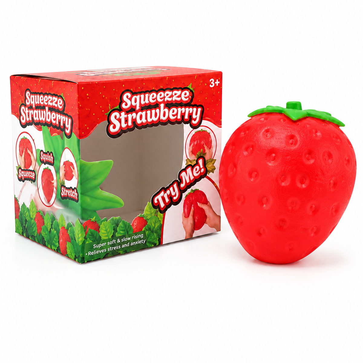 Squeezable Red Strawberry Stress Toy