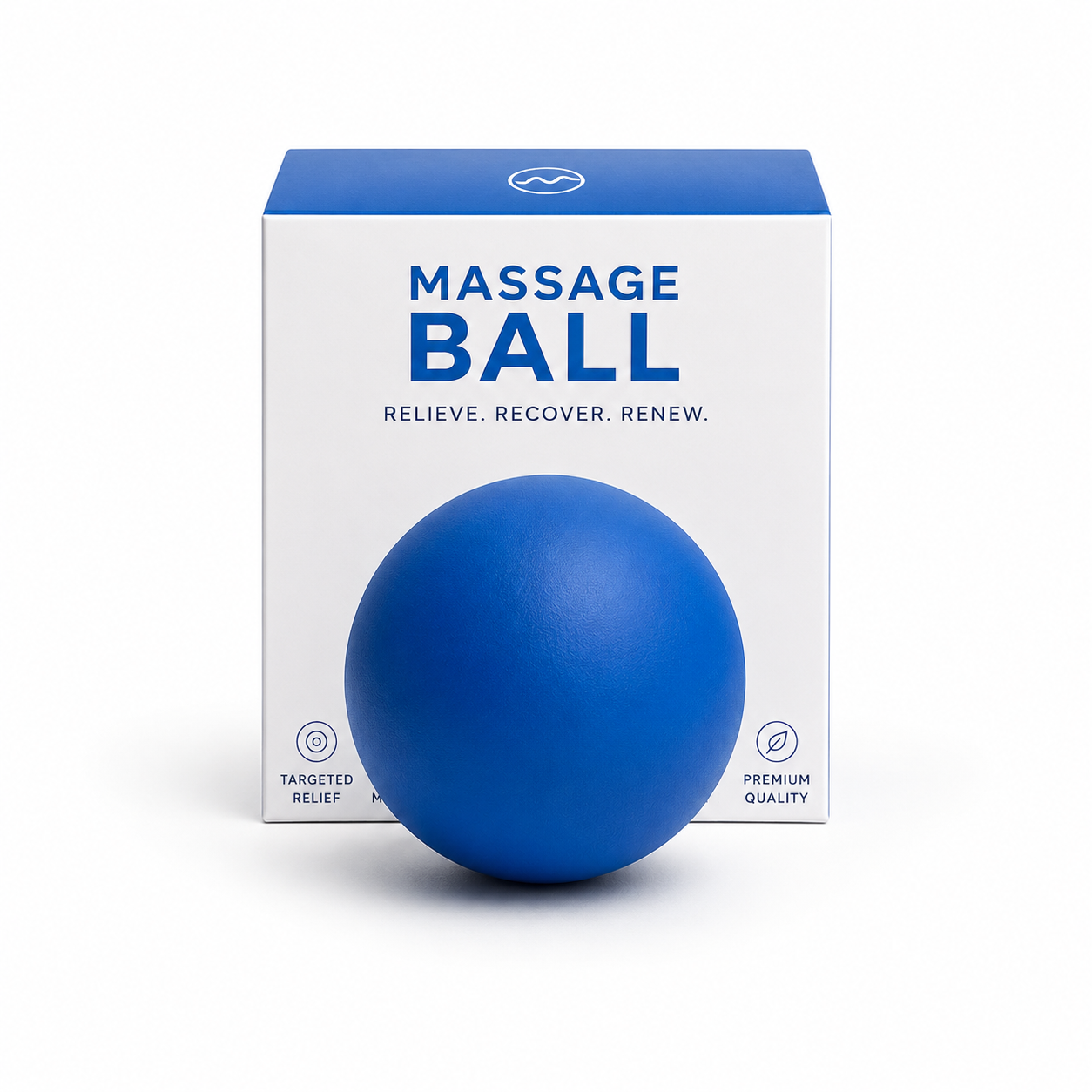 Massage Ball blue with packaging box front view targeted relief premium quality