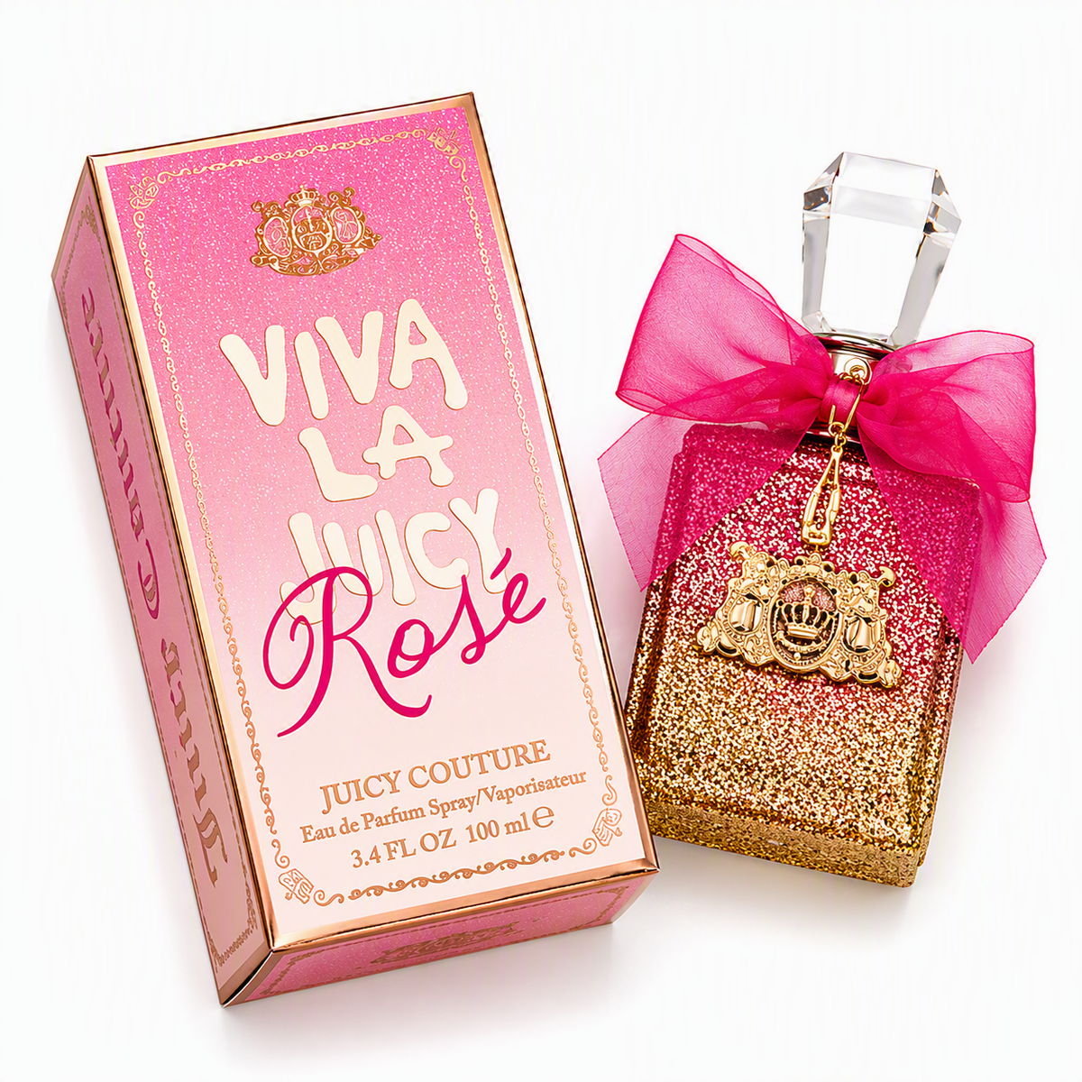 Juicy Couture Viva La Juicy Rosé Eau de Parfum Spray for Women 100ml (3.4 fl oz) | Long-Lasting Floral Fruity Fragrance
