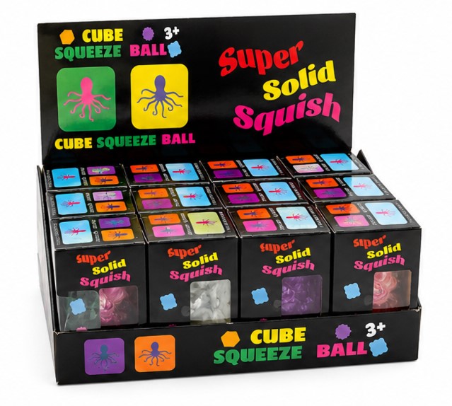 Cube Squeeze Ball Super Solid Squish Stress Toy Sensory Fidget Gel Squeeze Ball Ages 3+