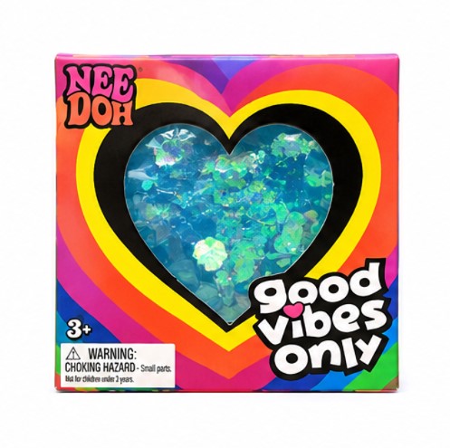 NeeDoh Good Vibes Only Glitter Heart Squishy Stress Toy Sensory Fidget Squeeze Toy Ages 3+