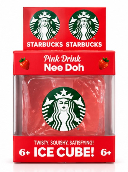 Starbucks Pink Drink NeeDoh Ice Cube Squishy Stress Toy – Soft Sensory Fidget Squeeze Ball Gift Ages 6+
