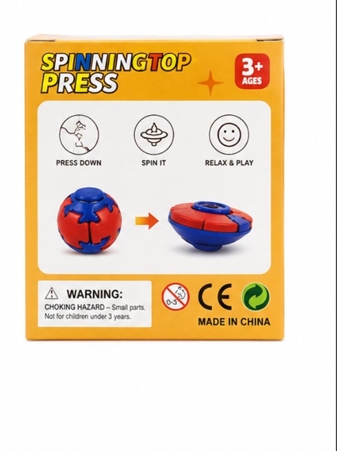 3D Transforming Spinning Top Press Ball – Auto Rotating Fidget Spinner Puzzle Toy for Kids