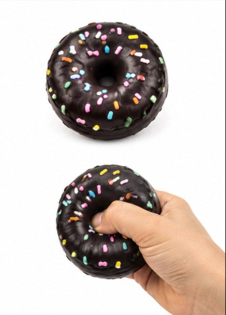 NeeDoh DohNut Chocolate Frosting Squishy Stress Toy – Soft Sensory Fidget Squeeze Donut with Sprinkles