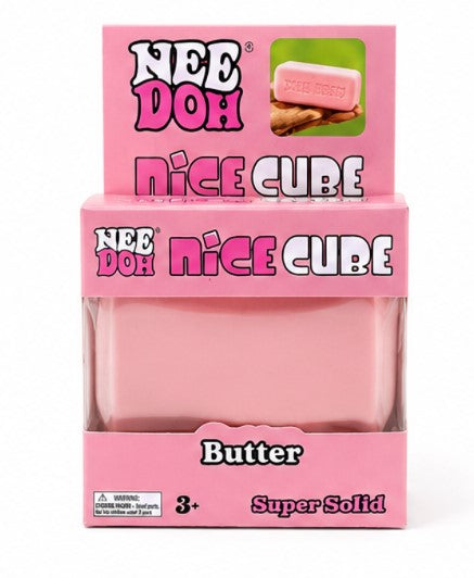 NeeDoh Nice Cube Butter Super Solid Squishy Stress Toy – Soft Sensory Fidget Squeeze Cube
