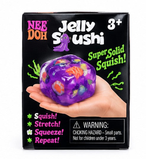 NeeDoh Jelly Sushi Super Solid Squishy Stress Toy – Soft Sensory Fidget Squeeze Cube