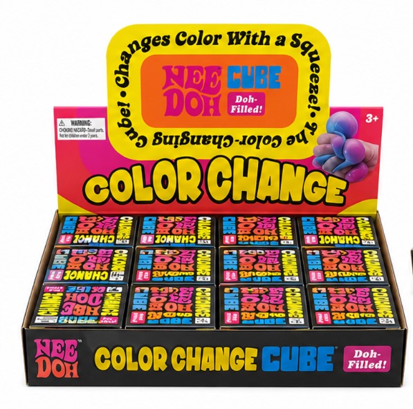 NeeDoh Color Change Cube Doh Filled Squishy Stress Toy – Soft Sensory Fidget Squeeze Toy
