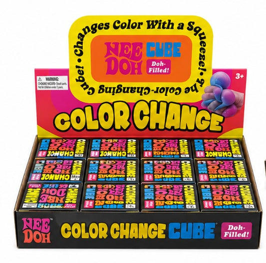 NeeDoh Color Change Cube Doh Filled Squishy Stress Toy – Soft Sensory Fidget Squeeze Toy