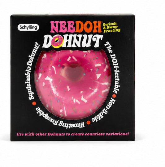 NeeDoh DohNut Pink Frosting Squishy Stress Toy – Soft Sensory Fidget Squeeze Donut with Sprinkles