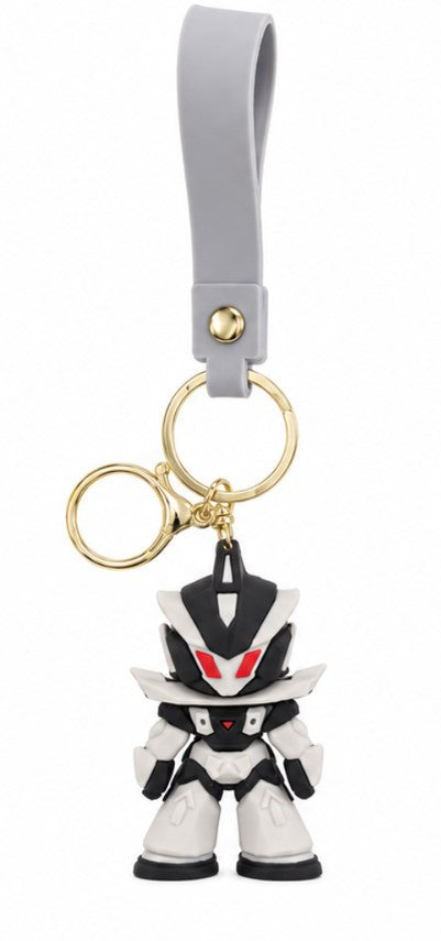 Cute Black Robot Wristlet Keychain with Silicone Strap – Anime Mecha Key Ring