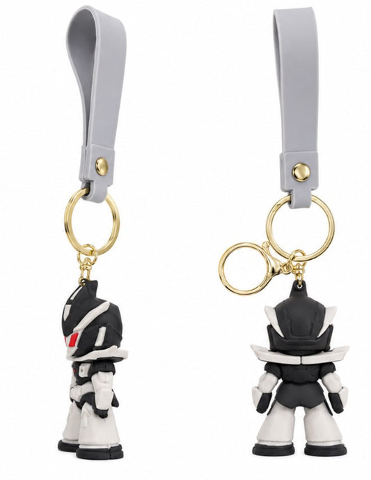 Cute Black Robot Wristlet Keychain with Silicone Strap – Anime Mecha Key Ring