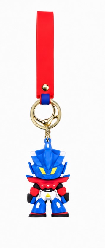 Cute Blue Robot Wristlet Keychain with Silicone Strap – Anime Mecha Key Ring