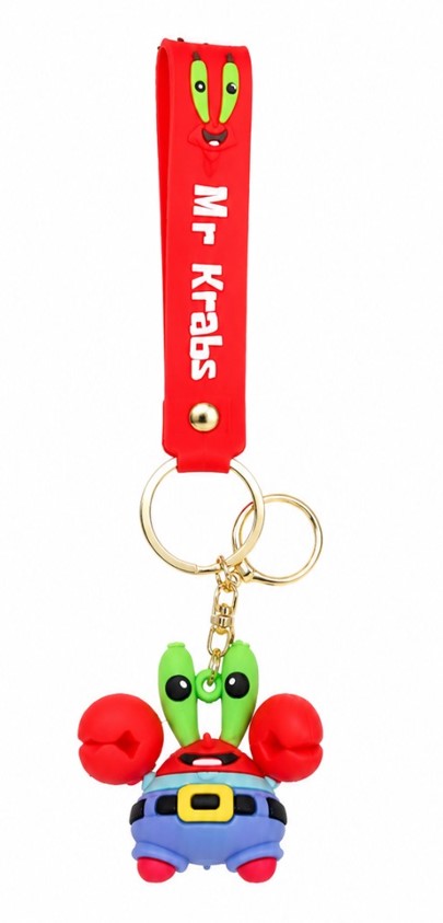 Cute Crab Cartoon Wristlet Keychain with Silicone Strap – Character Key Ring Charm