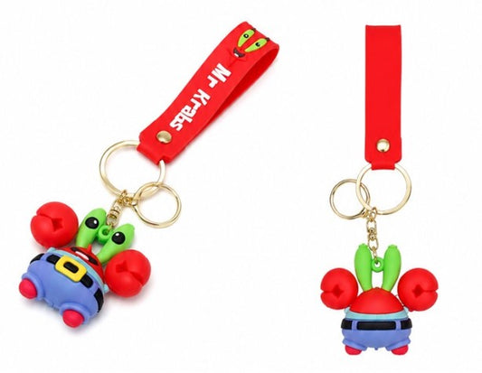Cute Crab Cartoon Wristlet Keychain with Silicone Strap – Character Key Ring Charm