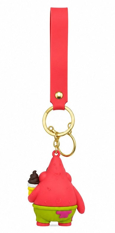 Cute Pink Starfish Cartoon Wristlet Keychain with Silicone Strap – Character Charm