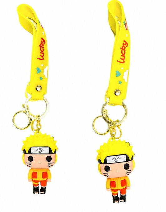 Cute Anime Ninja Wristlet Keychain with Silicone Strap – Cartoon Character Charm