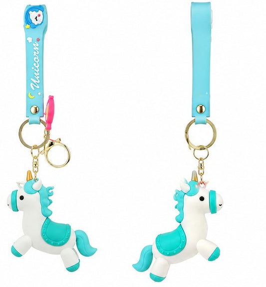 Cute Unicorn Wristlet Keychain with Silicone Strap – Kawaii Horse Key Ring Charm